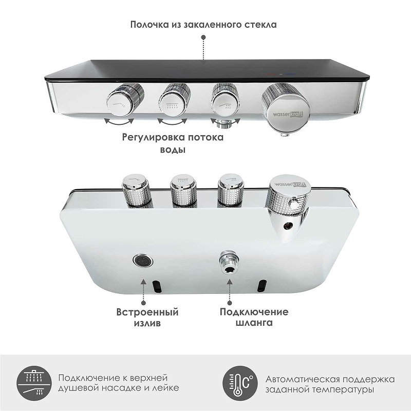 A7499.090.116.010.127.011 Thermo Встраиваемый комплект для душа с верхней душевой насадкой и лейкой