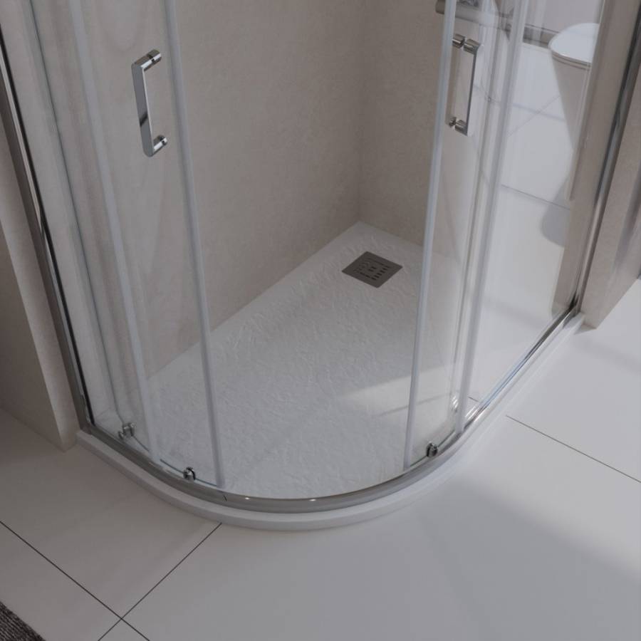 TRAY-MR-UNO-RH-120/80-550-35-W-L-CR Поддон из искусственного мрамора в комплекте с сифоном с декоративной накладкой (хром)