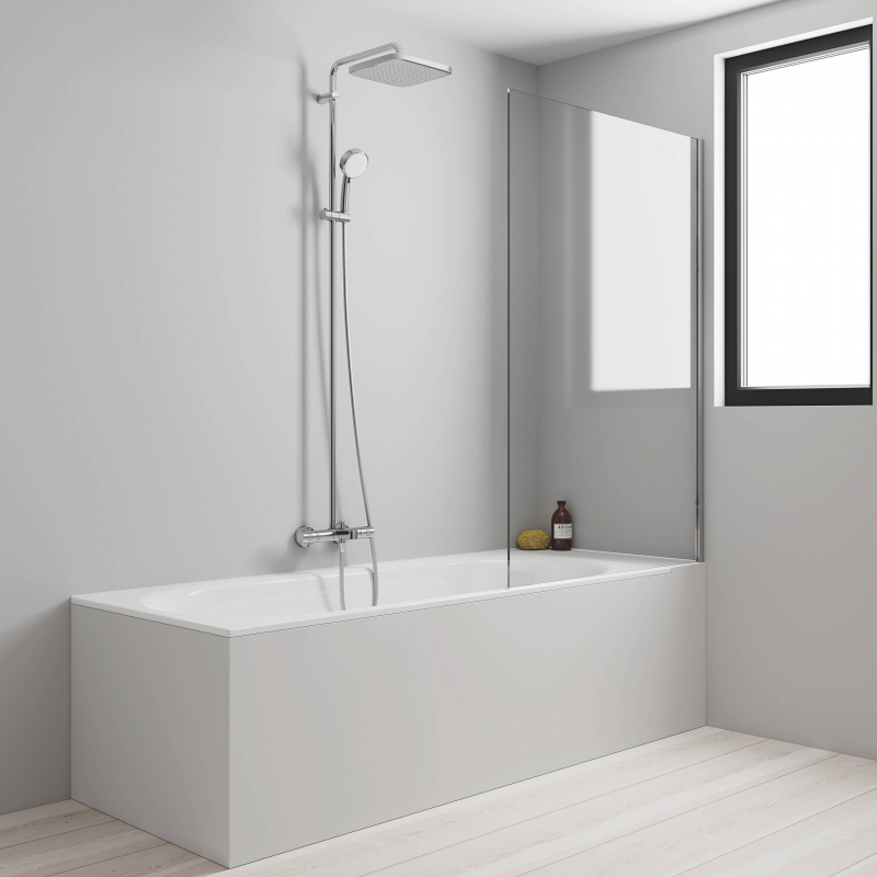 Душевая система поворотная с термостатом, с изливом Grohe Tempesta Cosmopolitan 250, хром / белый (26691000)