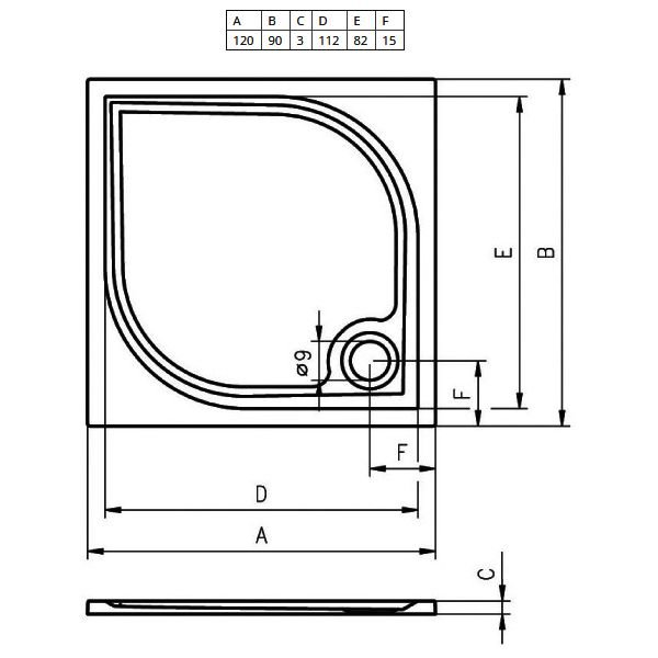 Панель для душевого поддона Riho Kolping P37 R 120x90x10 334R P37005000000000