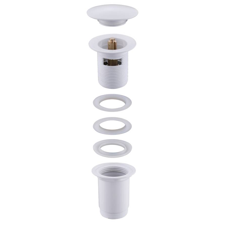 Донный клапан ABBER AF0010W с переливом, клик-клак, белый