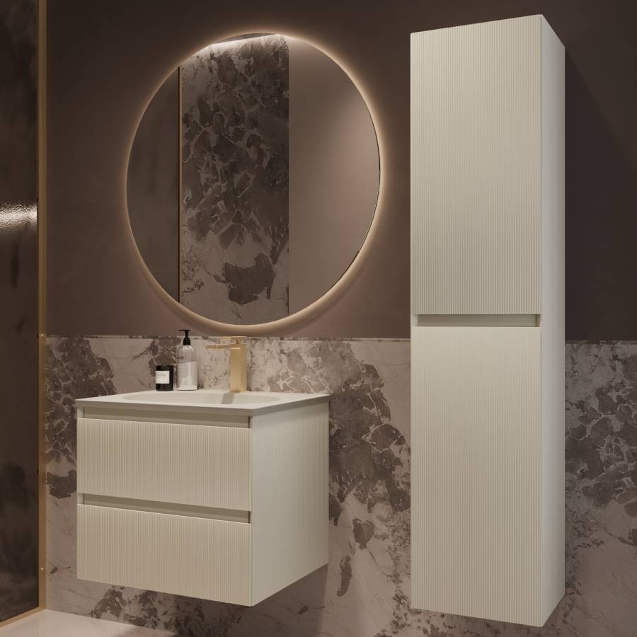 База под раковину Welle 600 подвесная, 2 выкатных ящика soft-close, M.Beige
