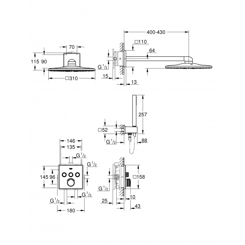 Душевая система Grohe SmartControl Concealed 34712000 хром