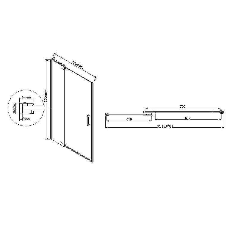 Душевая дверь Extra VDP-1E1112CL, 1100/1200, хром, стекло прозрачное