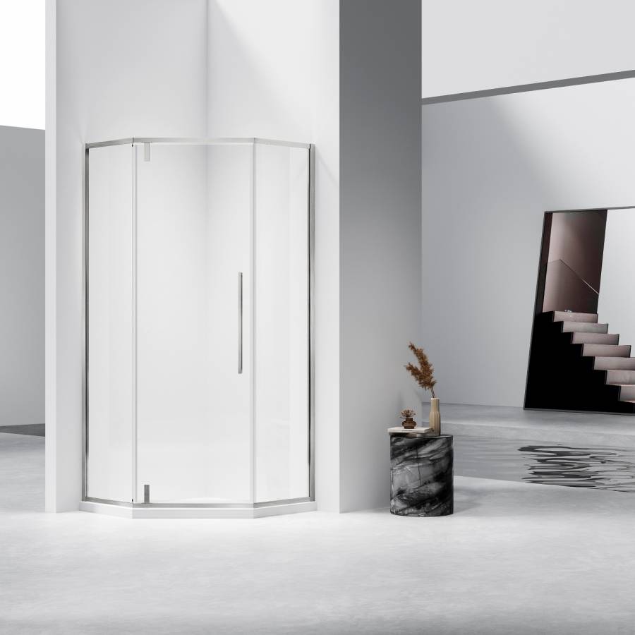 Душевой уголок Слим-Н (Slim-N) VSP-4SN100CLG, 1000*1000, Брашированное золото, стекло прозрачное