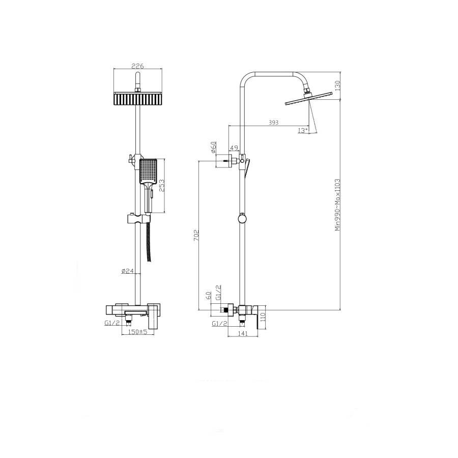 Душевая система RUSH Thira (TR3635-50Black)