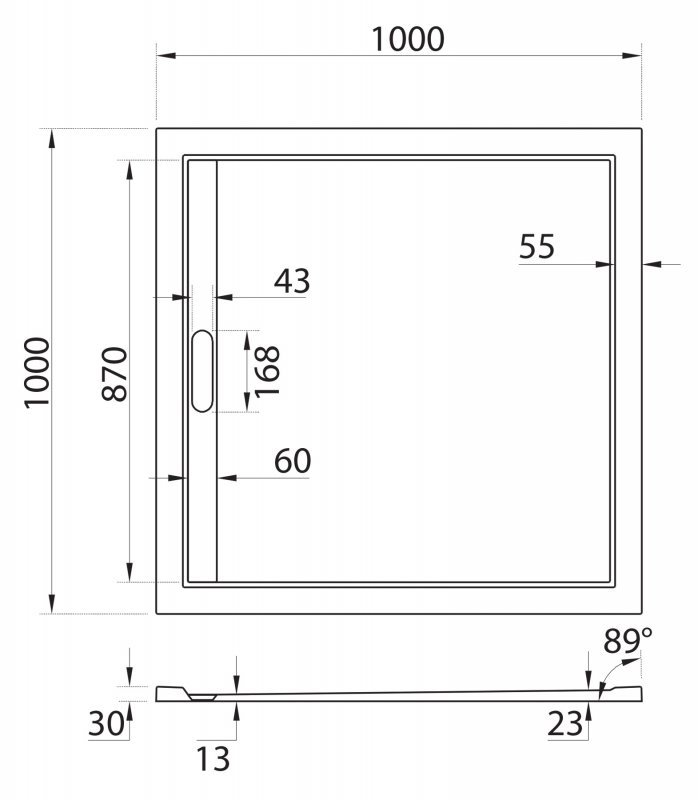 Поддон из искусственного мрамора CEZARES TRAY-AS-A-100-30-NERO
