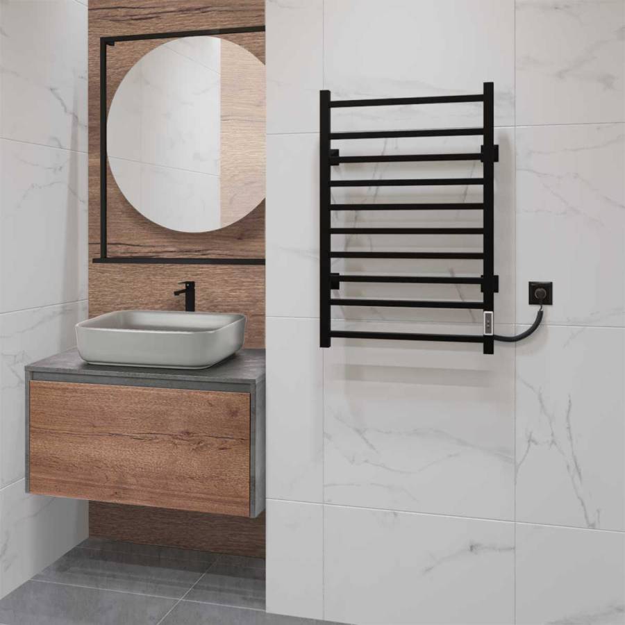 Полотенцесушитель электрический Vincea VTD-1LBE 50x80, черный, таймер