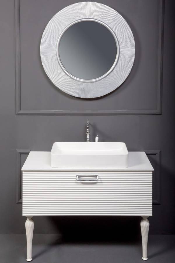 Тумба Linea 100 белая + Золото_Комплект 842-100-WG Boheme