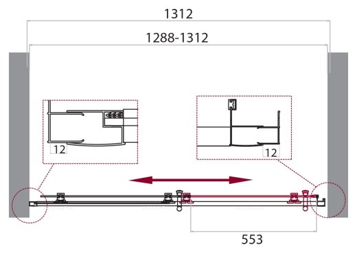 Душевая дверь BelBagno UNO-195-BF-1-130-CH-CR