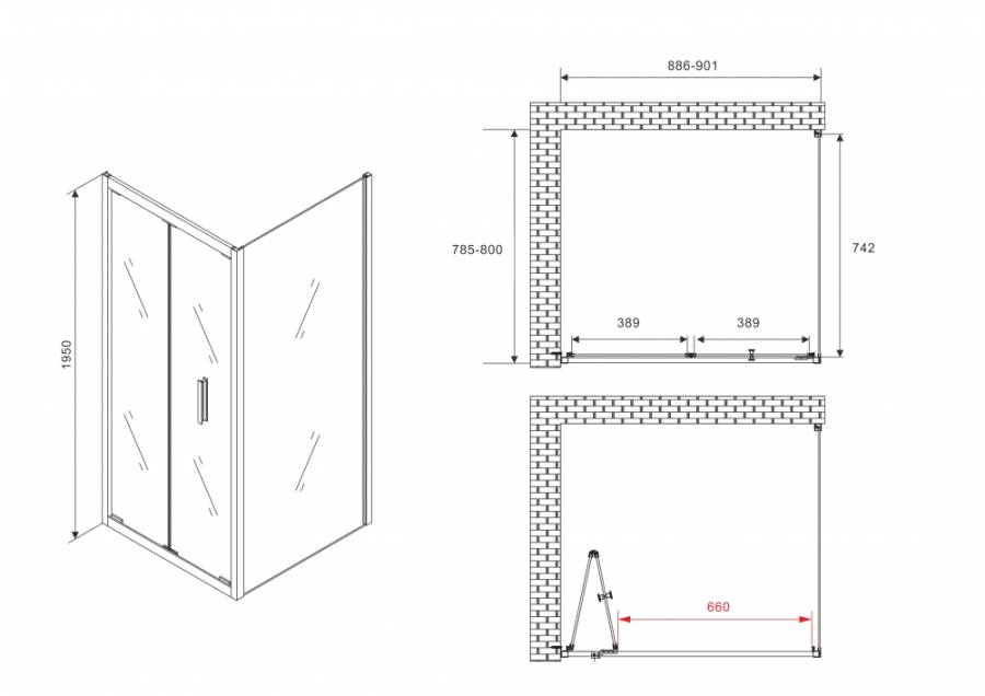 Душевой уголок ABBER Sonnenstrand AG07090B-S80B