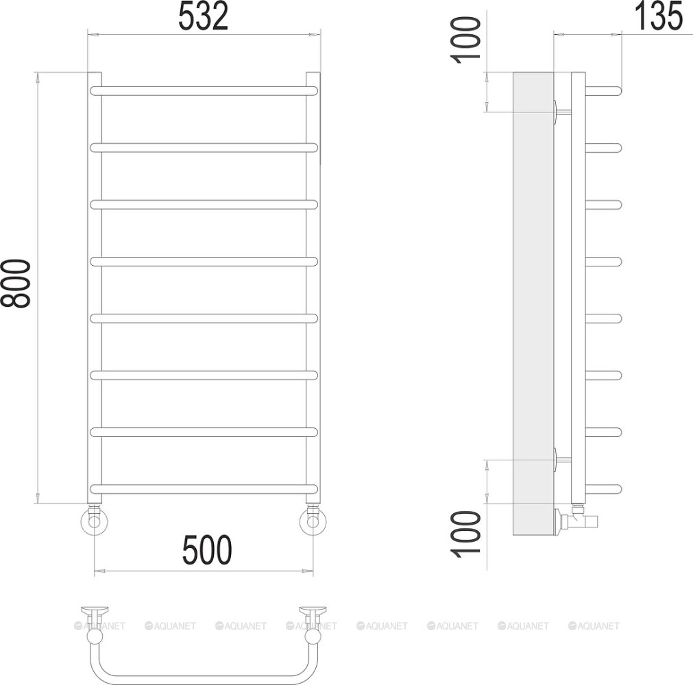 Полотенцесушитель Terminus Стандарт П8 500х800