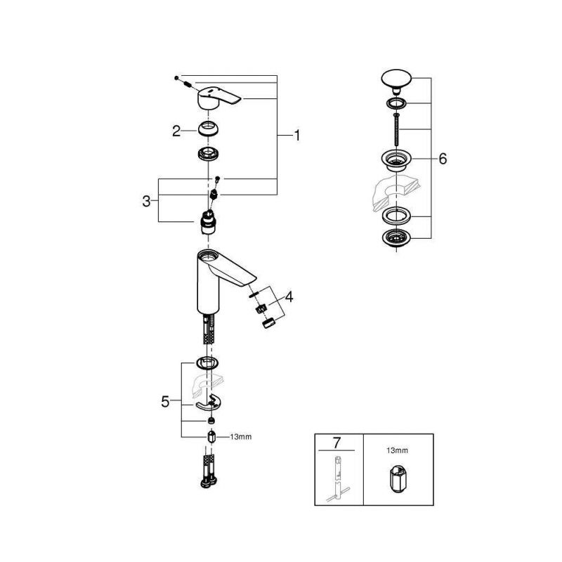 Смеситель для раковины Grohe Eurosmart 2021 M-size, 23923003