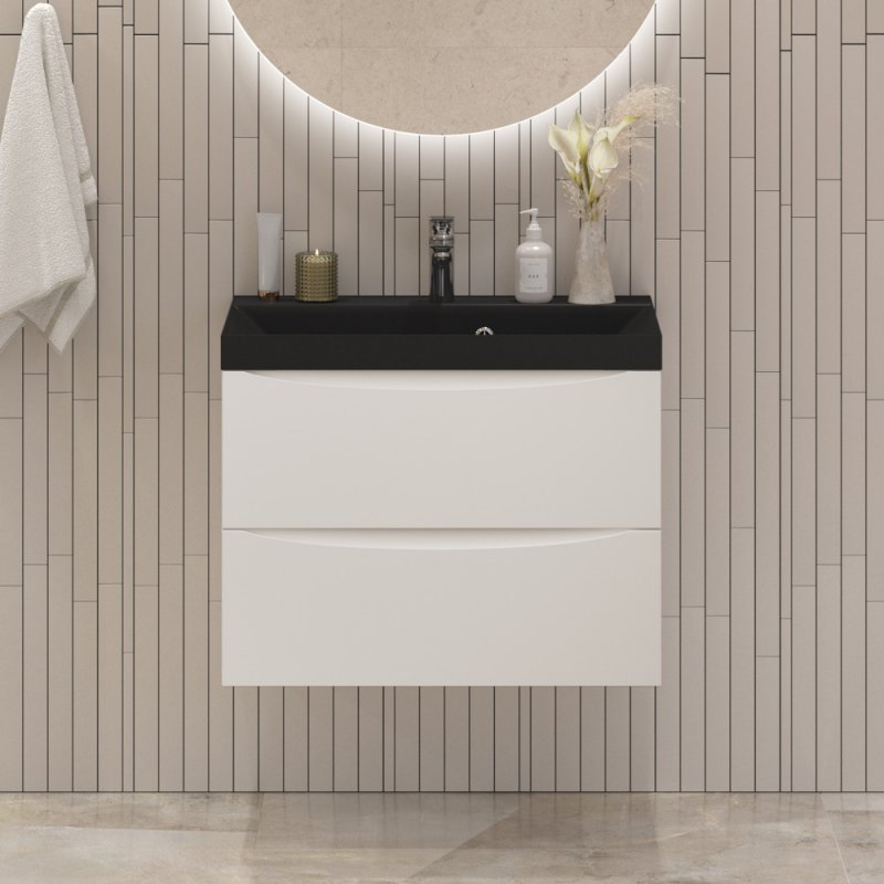 Тумба с раковиной подвесная BelBagno MARINO 60 Rovere Bianco, раковина белая