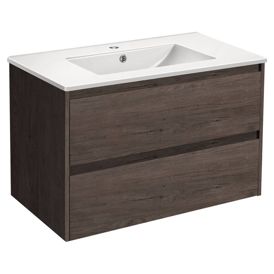 База под раковину Gio 800 подвесная, 2 выкатных ящика soft-close, R.Oak
