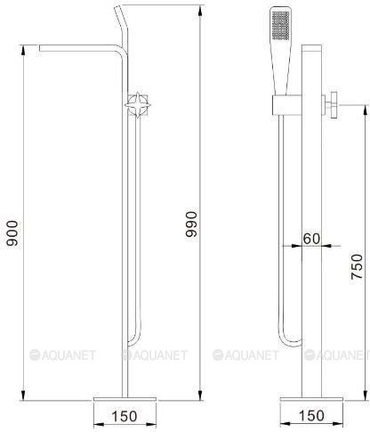 Смеситель для ванны с душем Aquanet JA-5002
