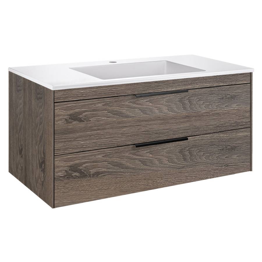 База под раковину Chiara 2D 1000 подвесная, 2 выкатных ящика soft-close, R.Oak