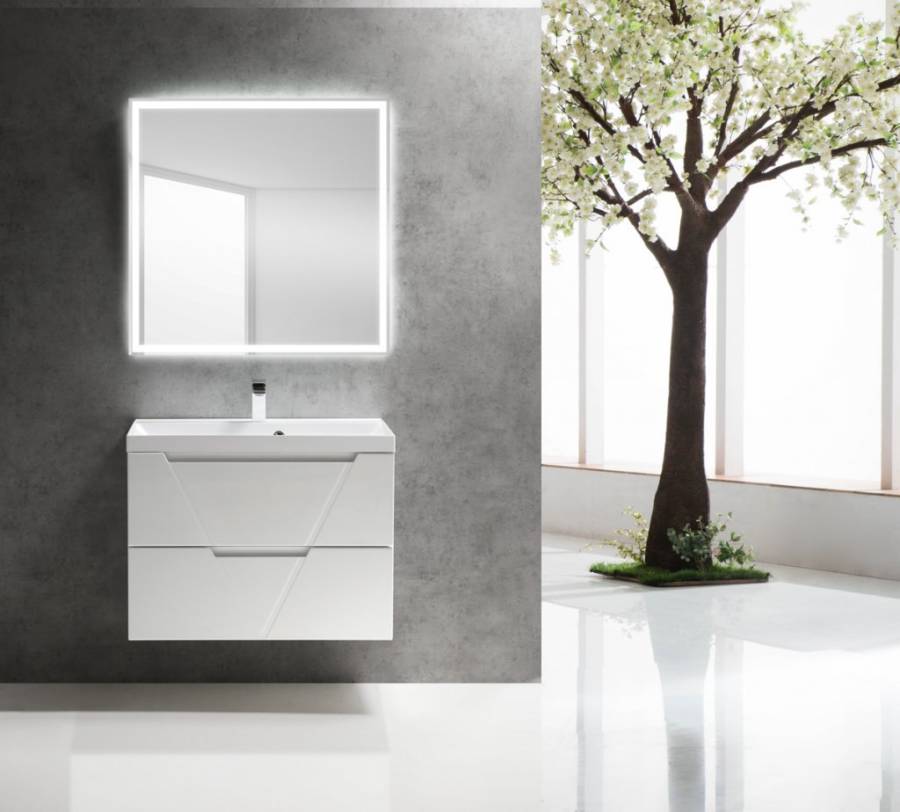 Тумба с раковиной подвесная BelBagno VITTORIA 70 Grigio Opaco, раковина белая