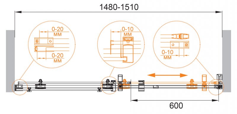 STYLUS-O-M-BF-1-160-C-Cr Душевая дверь