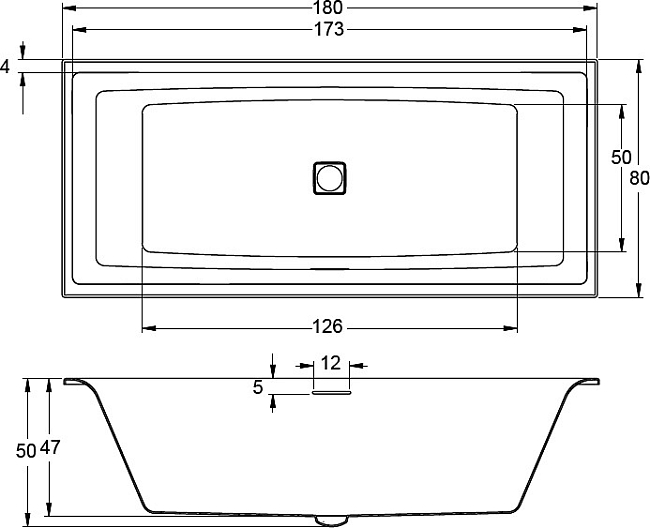 Акриловая ванна  STILL SQUARE LED 180x80 R RIHO FALL