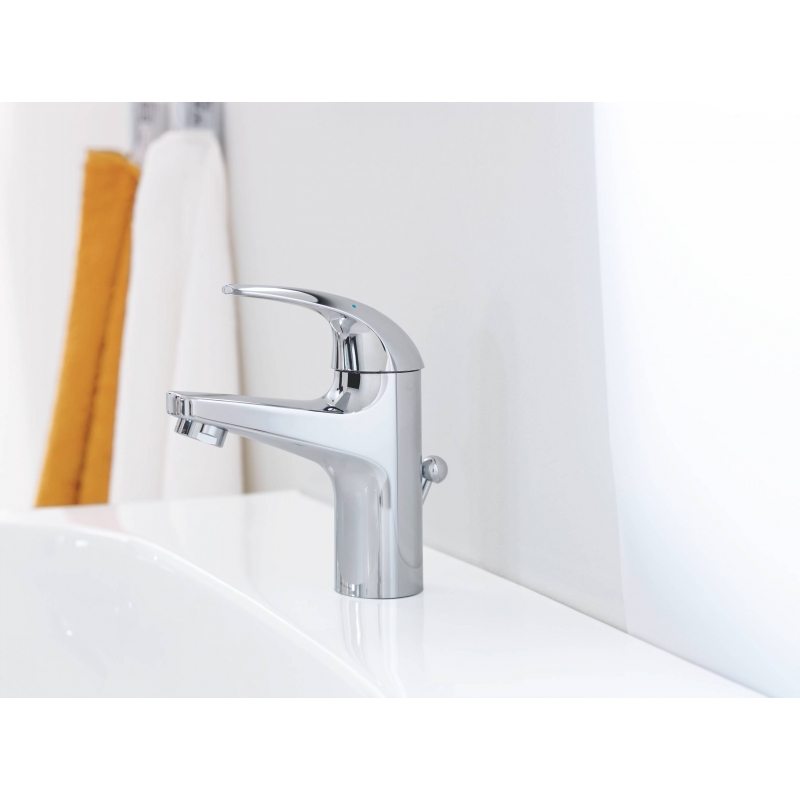 Смеситель для раковины GROHE BauCurve однорычажный DN 15, с донным клапаном, хром (32805000)