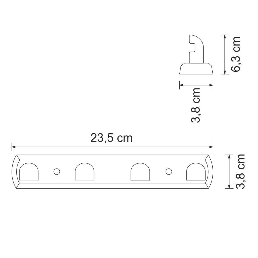 Крючки для ванной комнаты настенные Kammel, 23,5х3,8х6,3 см, хром, K-8374