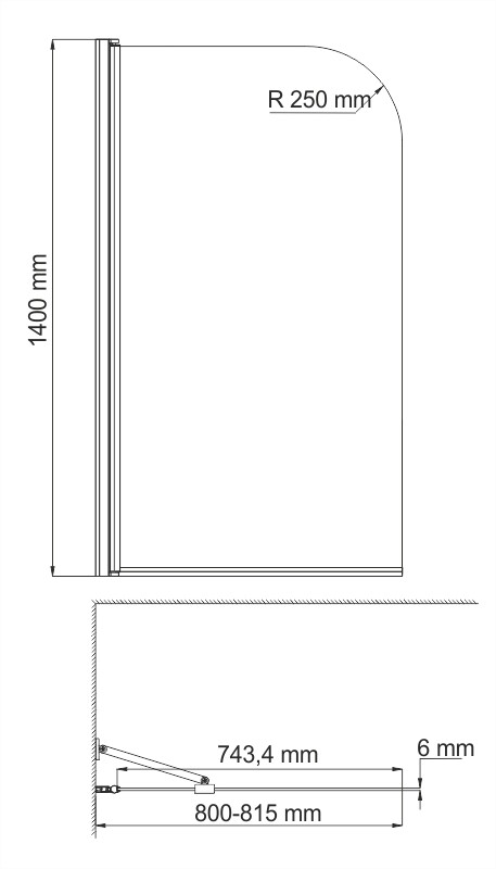 Leine 35P01-80WHITE Fixed Стеклянная шторка на ванну