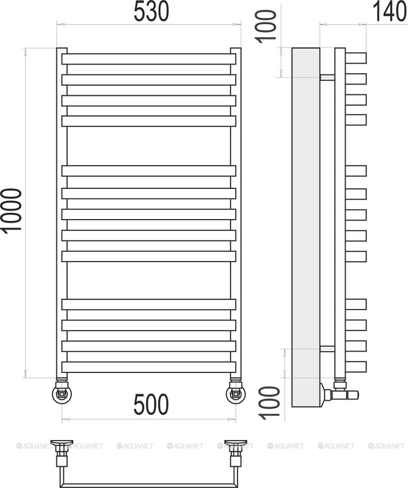 Полотенцесушитель Terminus Рид П13 500х1000