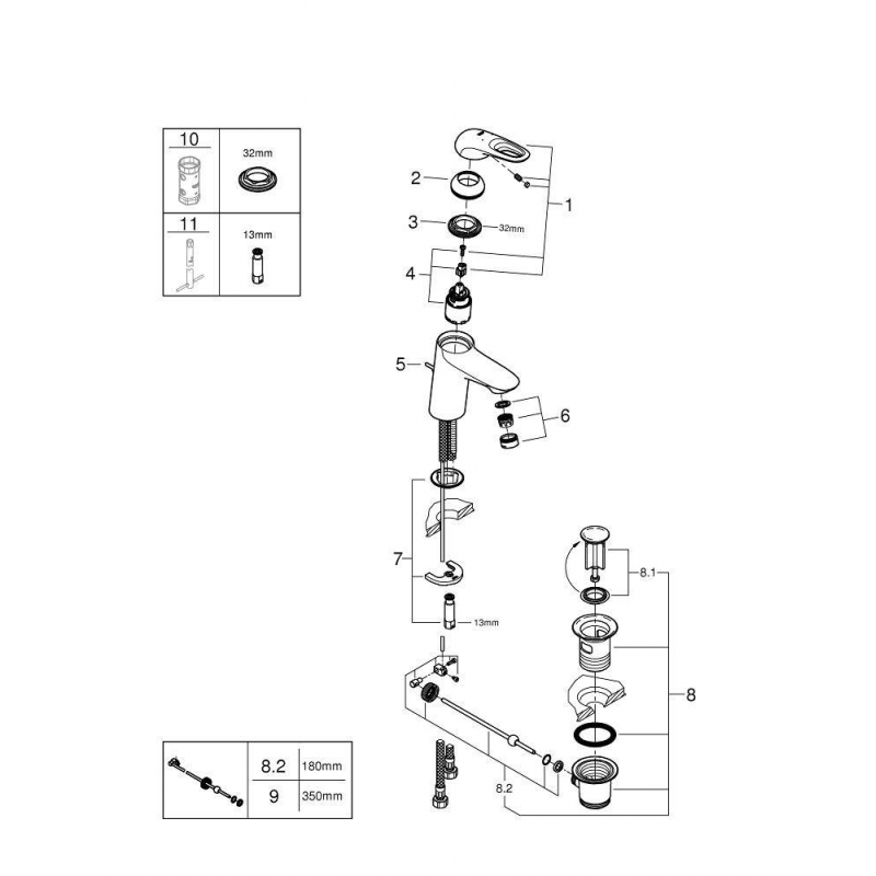 Смеситель для раковины Grohe Eurostyle New 33558003 хром