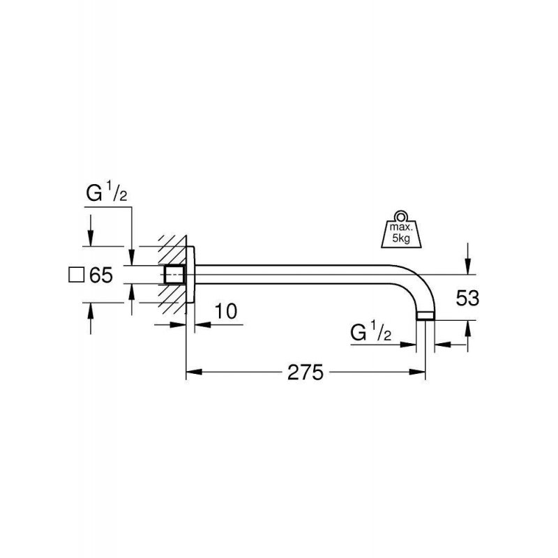 Душевой кронштейн GROHE Rainshower neutral 275 мм, хром (27488000)