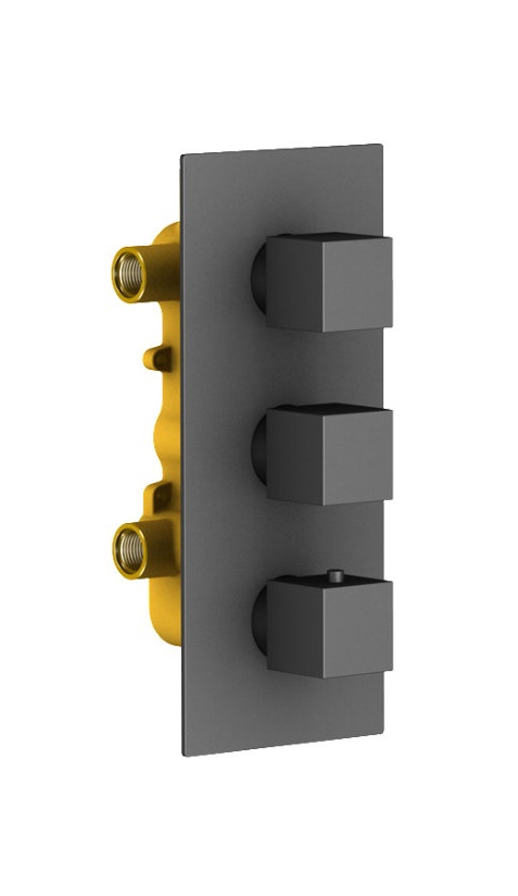 Душевая система Timo Tetra-thermo SX-0199/03SM скрытого монтажа с термостатом, черная матовая