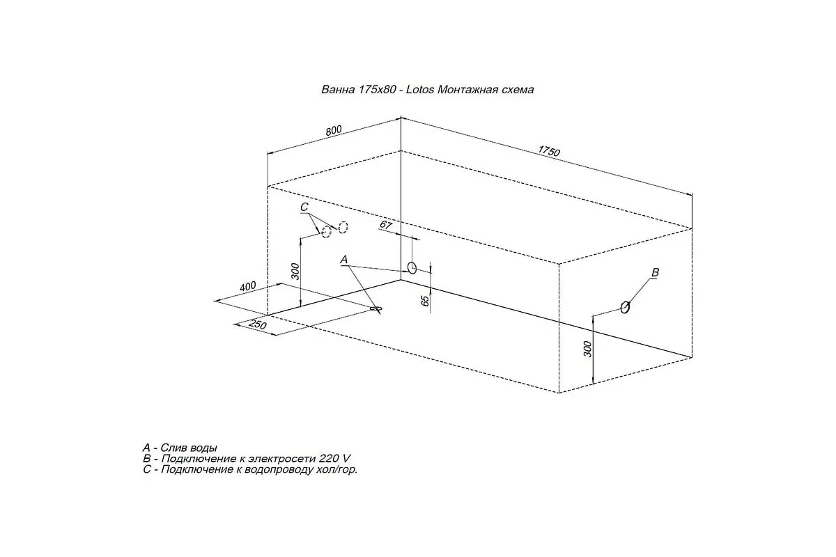 Акриловая ванна Aquanet Lotos 175x80 (с каркасом)