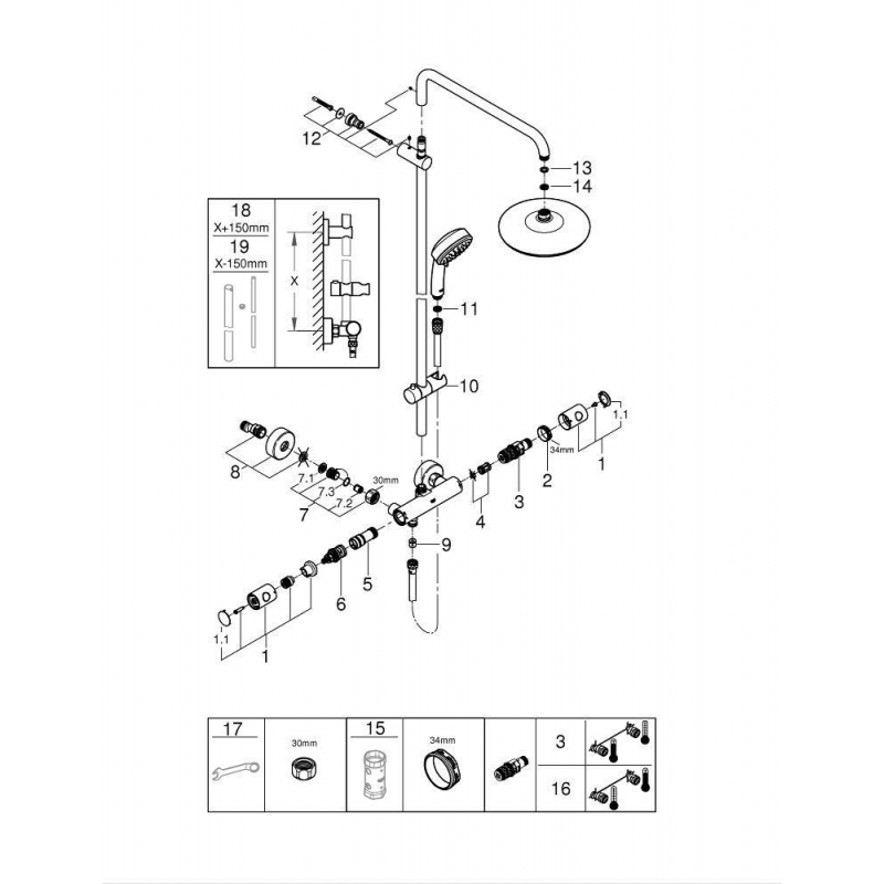 Душевая система Grohe Tempesta 27922001 хром