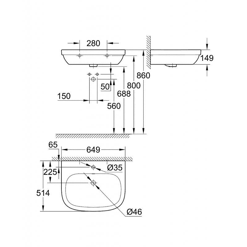 Раковина GROHE Euro Ceramic 65 см, альпин-белый (39323000)