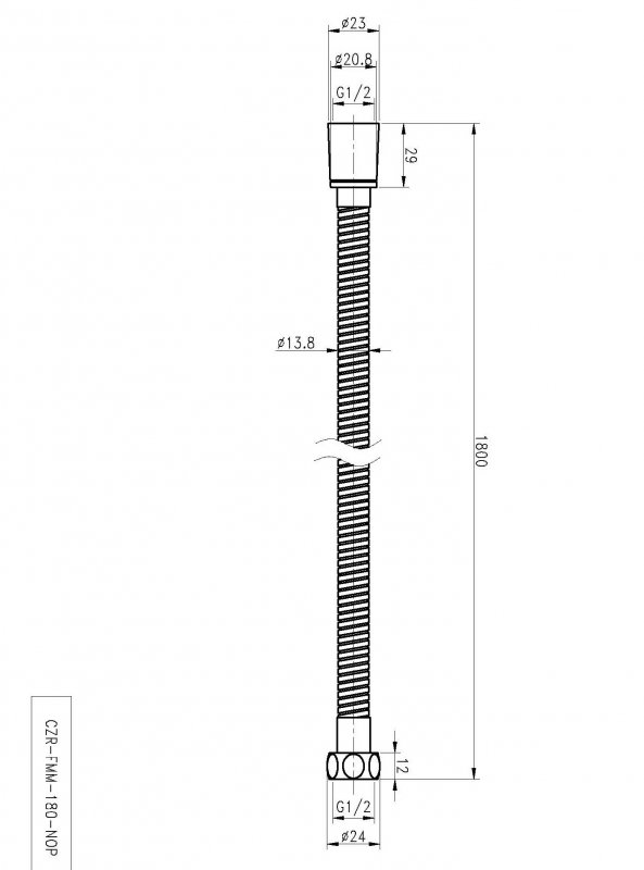 CZR-FMM-180-01 Гибкий шланг металлизированный, длина 1,8 м, хром