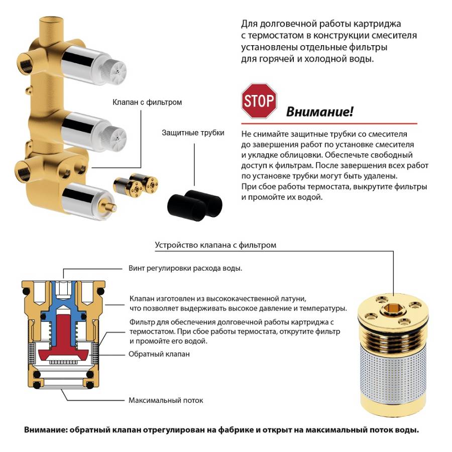 Душевая система Timo Tetra-Thermo SX-0179/17SM скрытого монтажа с термостатом, золото матовое