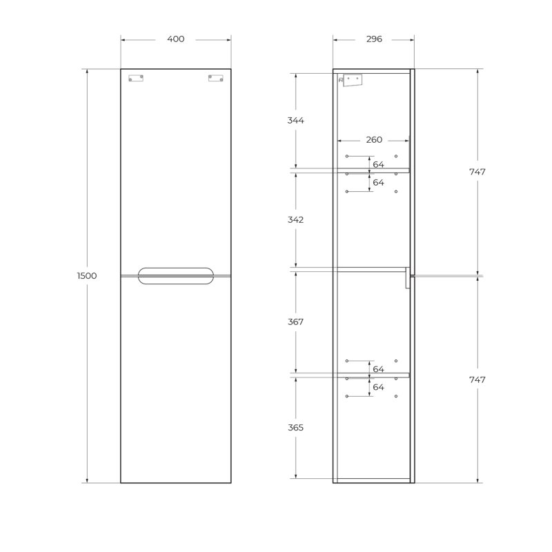 Шкаф подвесной BelBagno ETNA-1500-2A-SC-WO-P-R Rovere Bianco