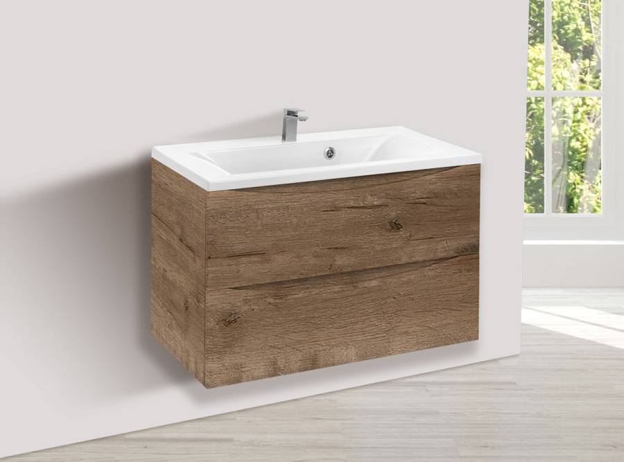 База под раковину Mia 800 подвесная, 2 выкатных ящик soft close, V.Oak