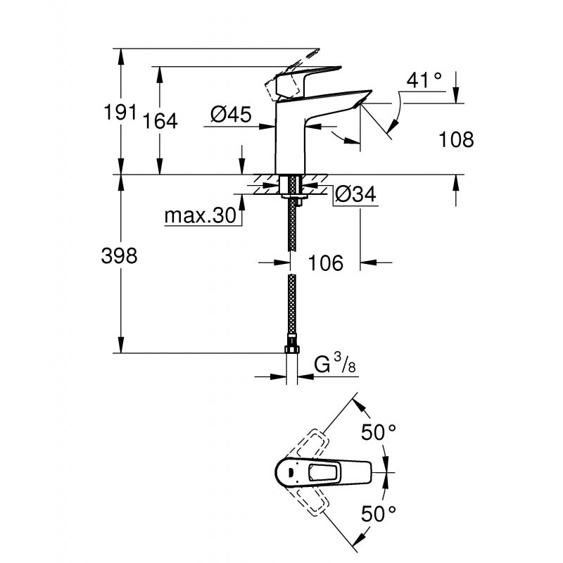 Смеситель Grohe BauLoop для раковины 23917001 хром