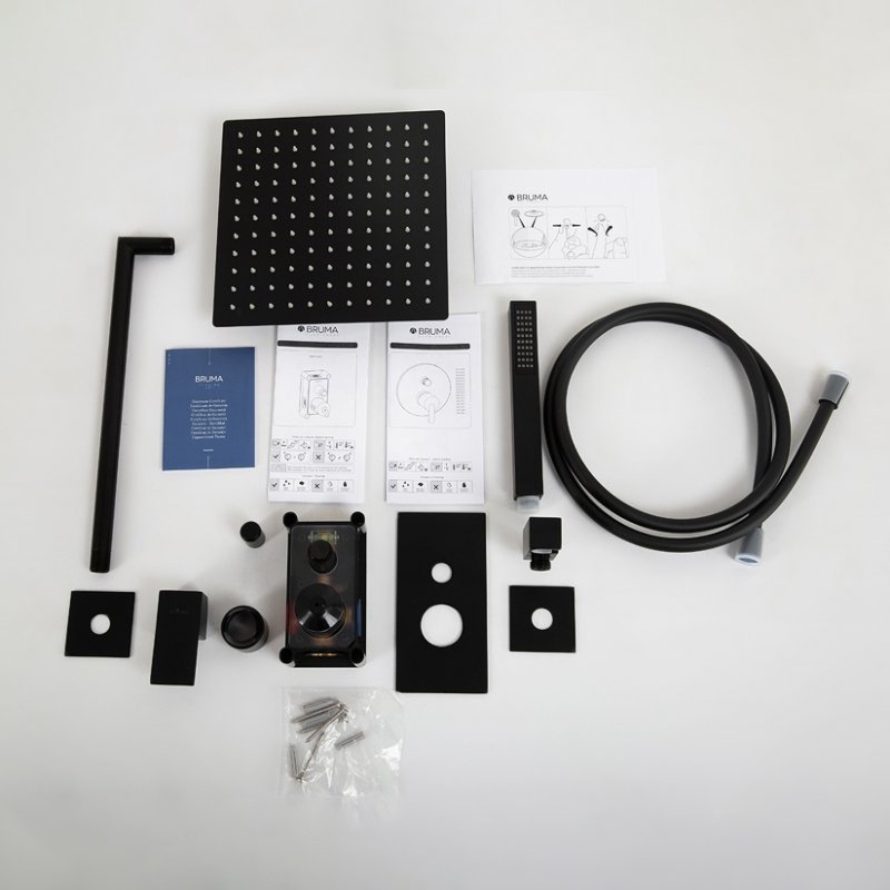 PORTA-DSIPQ-30-BIO Душевая система с переключателем для верхнего и ручного душа, верхний душ из стены, квадратный 30 см, материал металл, исполнение белый матовый