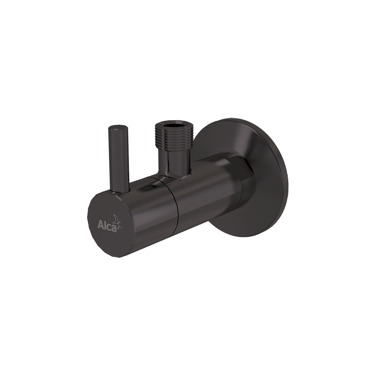 Угловой вентиль с фильтром 1/2"×3/8", круглый, GUN METAL-мат