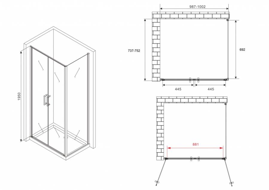 Душевой уголок ABBER Sonnenstrand AG04100C-S75