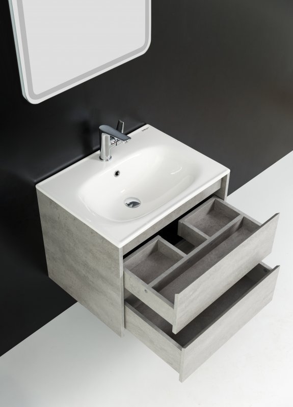 Тумба с раковиной подвесная BelBagno KRAFT 60 Rovere Nebrasca Nature, раковина белая