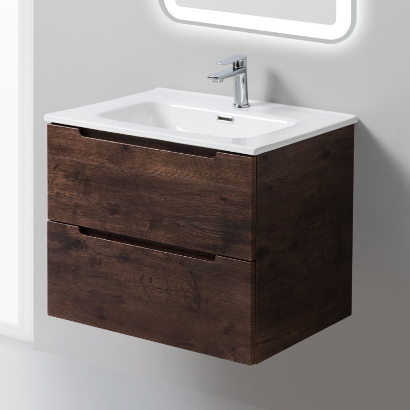 Тумба с раковиной подвесная BelBagno ETNA 60 Rovere Bianco, раковина белая