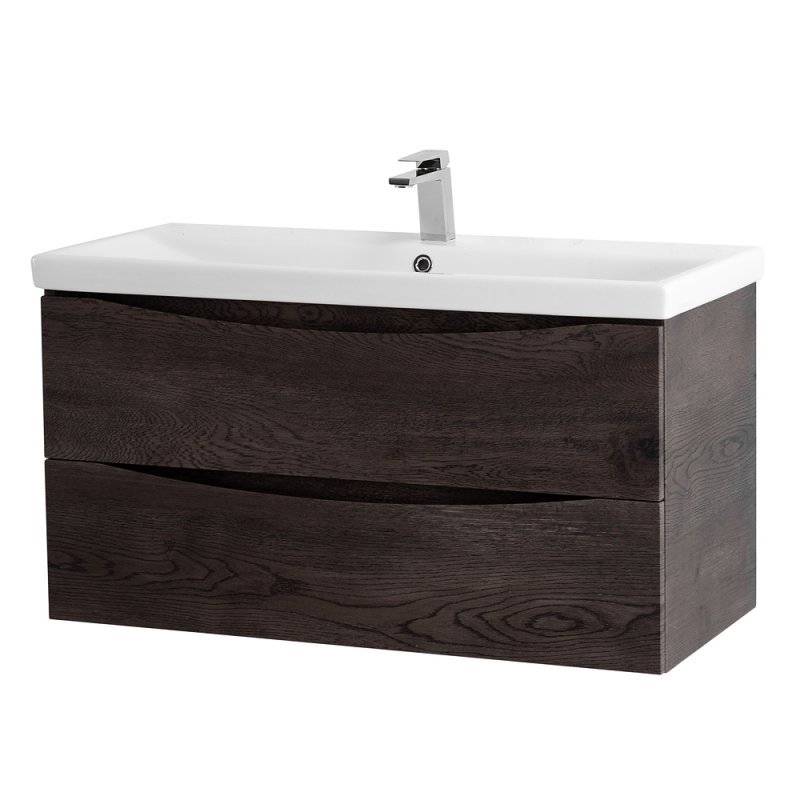 Тумба с раковиной подвесная BelBagno MARINO-CER 100 Nero Lucido, раковина белая