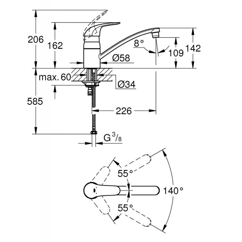 Смеситель для кухни Grohe Euroeco 32750000 хром