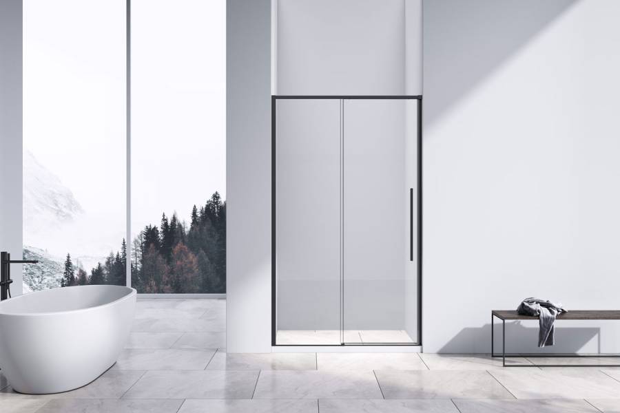 Душевая дверь Slim-N VDS-4SN130CLB, 1300, черный, стекло прозрачное