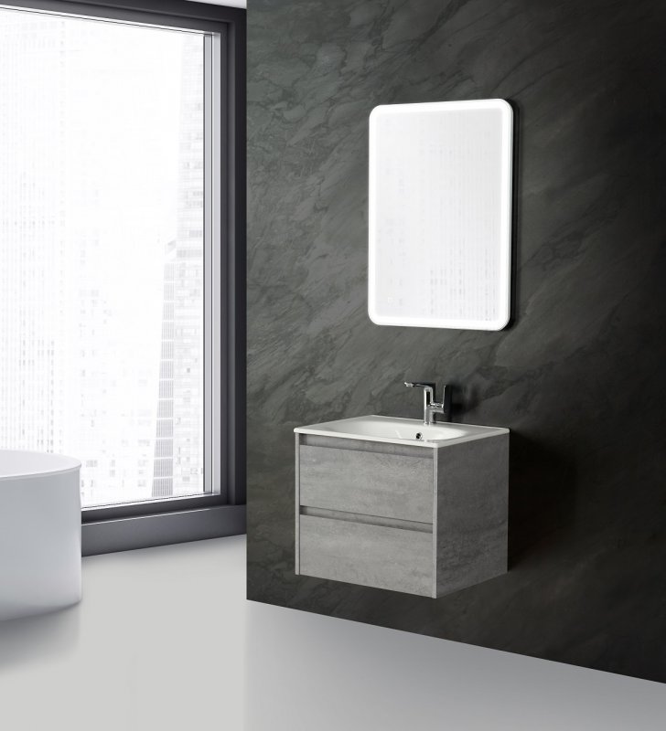 Тумба с раковиной подвесная BelBagno KRAFT 60 Rovere Nebrasca Nature, раковина белая
