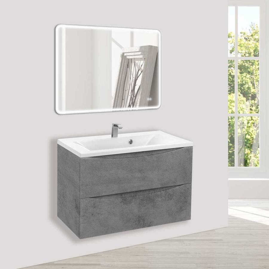 База под раковину Mia 750 подвесная, 2 выкатных ящика soft close, Beton