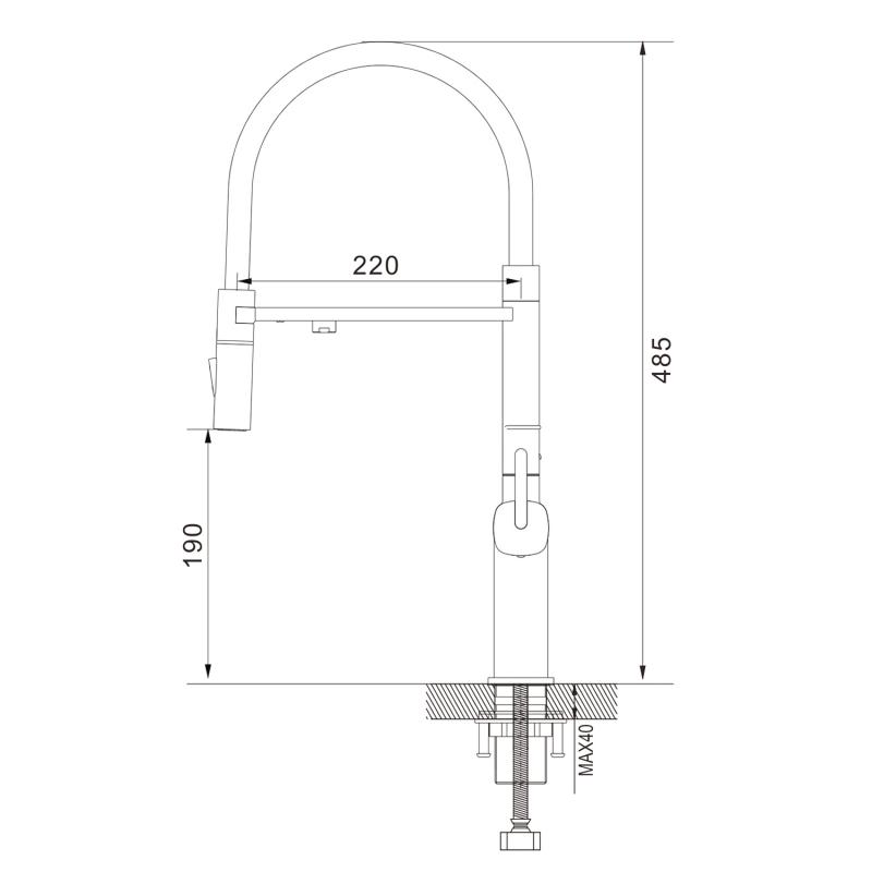 Смеситель для кухни с гибким изливом ROSE R358 R358G